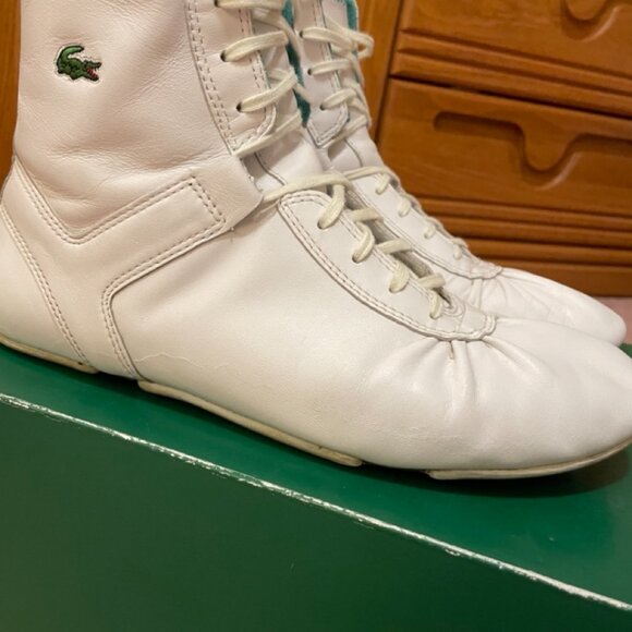 Y2K Lacoste White Leather Sneaker High Top GUC - Picture 5 of 14